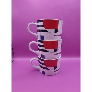 Sango Radius Abstract Mid Century Modern Tea Mugs Cups (3) Vintage 4916-20